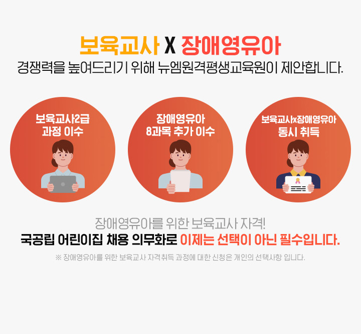 보육교사 X 장애영유아, 경쟁력을 높여드리기 위해 뉴엠이 제안합니다.