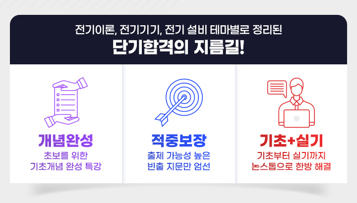 전기이론,전기기기,전기설비 테마별로 정리된 단기합격의 지름길!