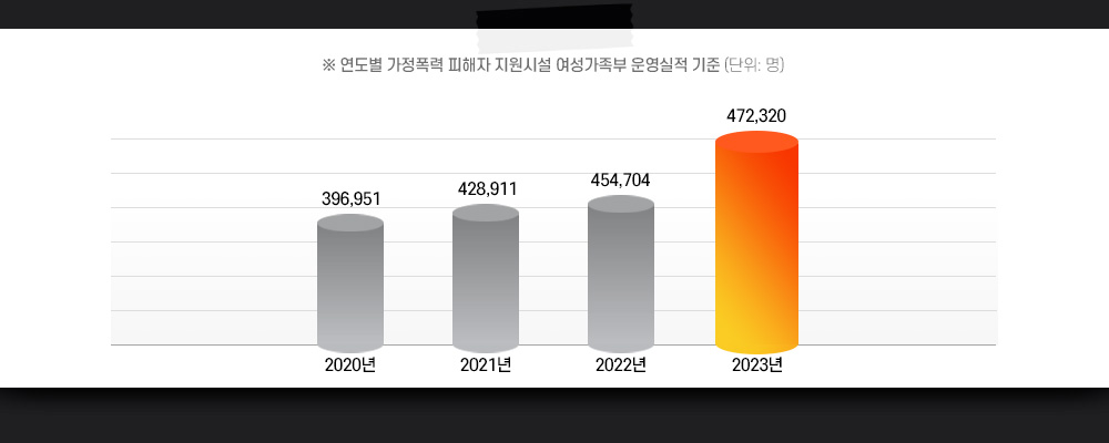 연도별 가정폭력 피해자 지원시설 여성가족부 운영실적 기준
