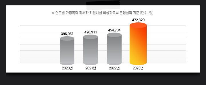 연도별 가정폭력 피해자 지원시설 여성가족부 운영실적 기준