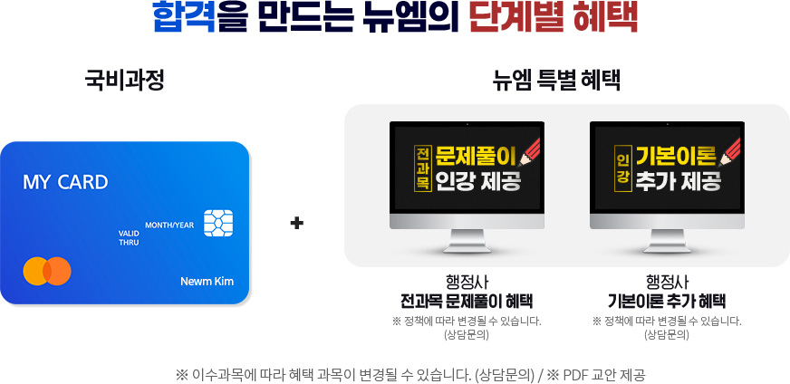 합격을 만드는 뉴엠의 단계별 혜택