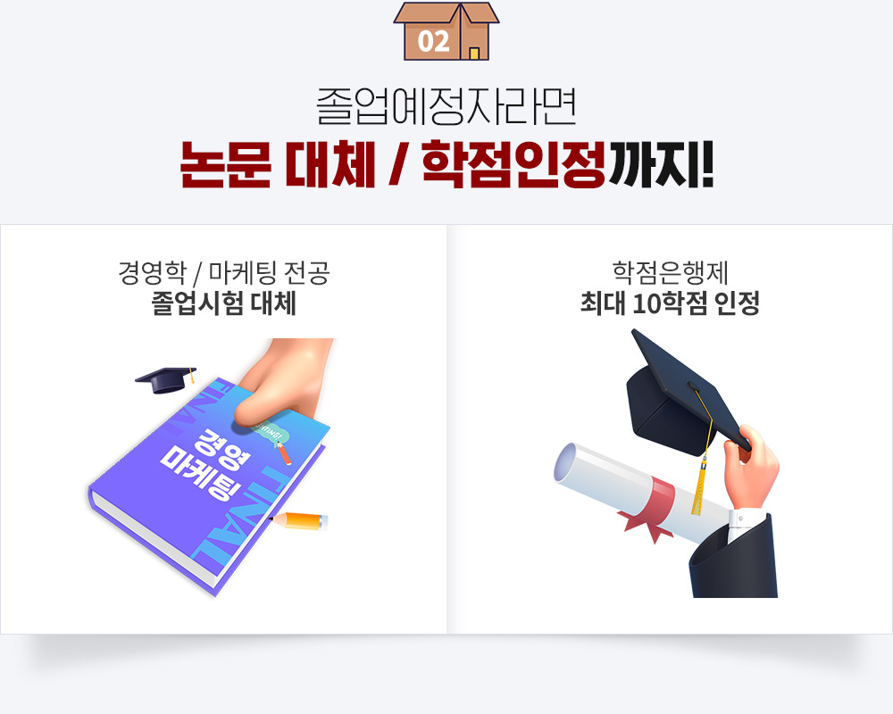 졸업예정자라면 논문 대체 / 학점인정까지! 경영학 / 마케팅 전공 졸업시험 대체 학점은행제 최대 10학점 인정