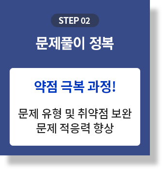 step 02: 문제풀이 정복, 약점 극복 과정! 문제 유형 및 취약점 보완 문제 적응력 향상